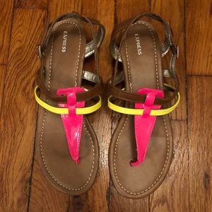 Neon Pink and Yellow Sandals from Express